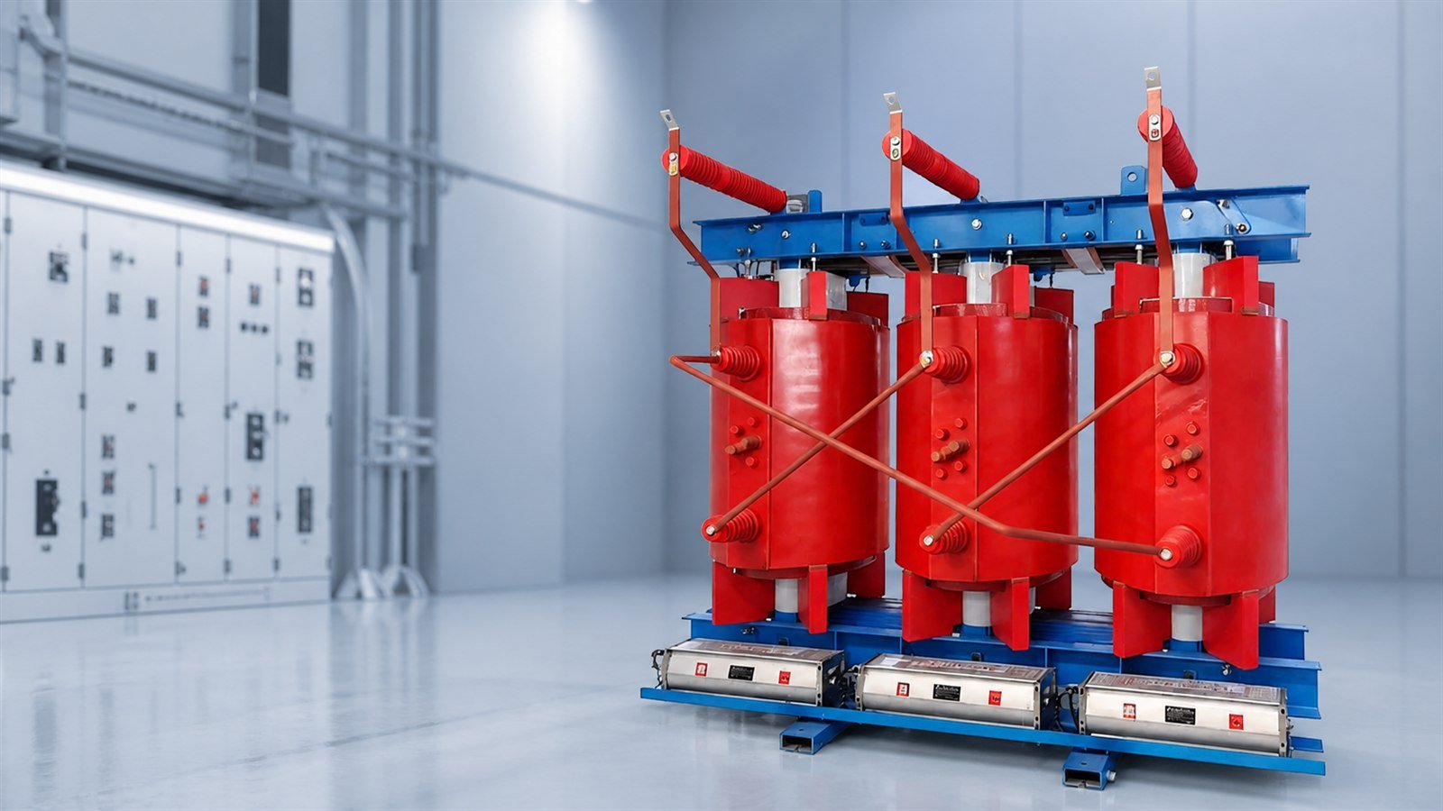35kV cast resin dry-type transformer in a clean indoor power distribution room