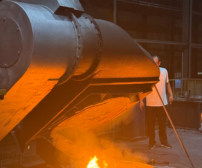 Induction furnace in operation