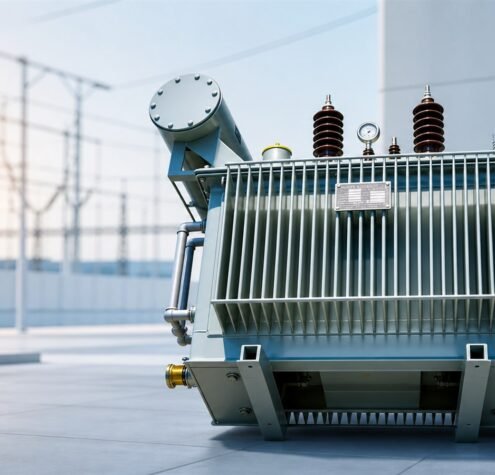 S13 oil-immersed transformer installed in a modern electrical substation