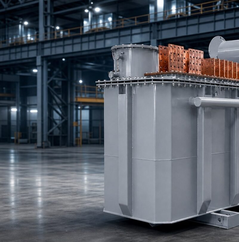 Submerged arc furnace transformer in a modern heavy industrial plant