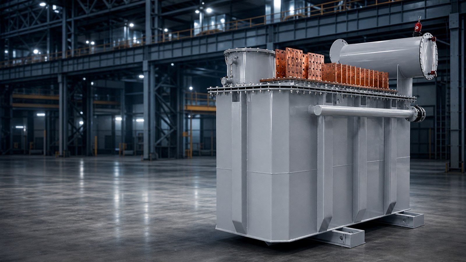 Submerged arc furnace transformer in a modern heavy industrial plant