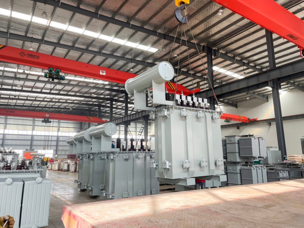 Large power transformer inside the XNET assembly workshop
